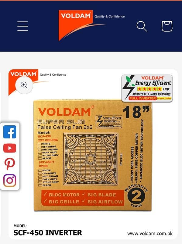 voldam false ceiling fan 2+2 18 2 year warranty inverter 03212030028 2