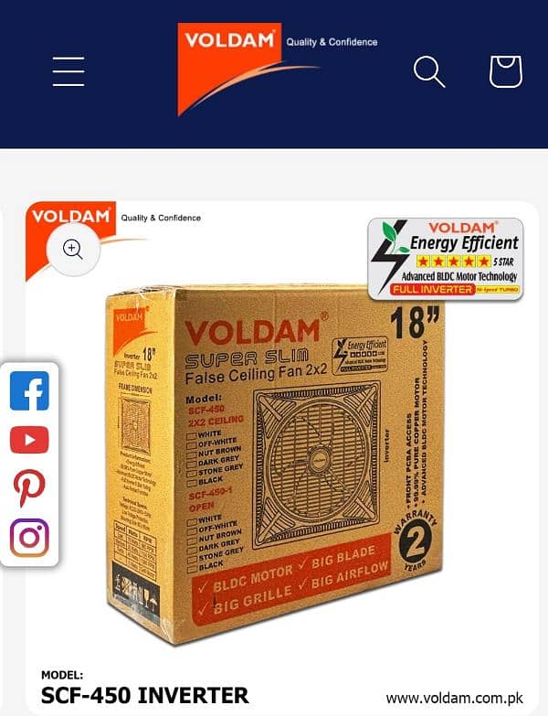 voldam false ceiling fan 2+2 18 2 year warranty inverter 03212030028 5