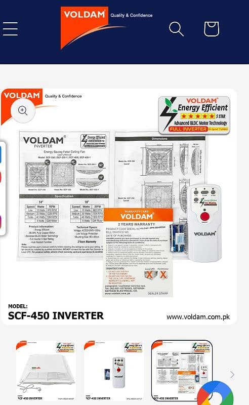 voldam false ceiling fan 2+2 18 2 year warranty inverter 03212030028 8