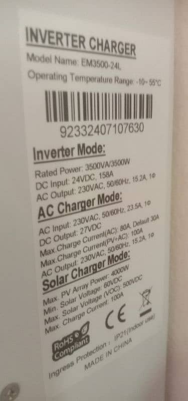 Solar inverter 3.5Kw 24 volts & Lithium batteries for sale 0