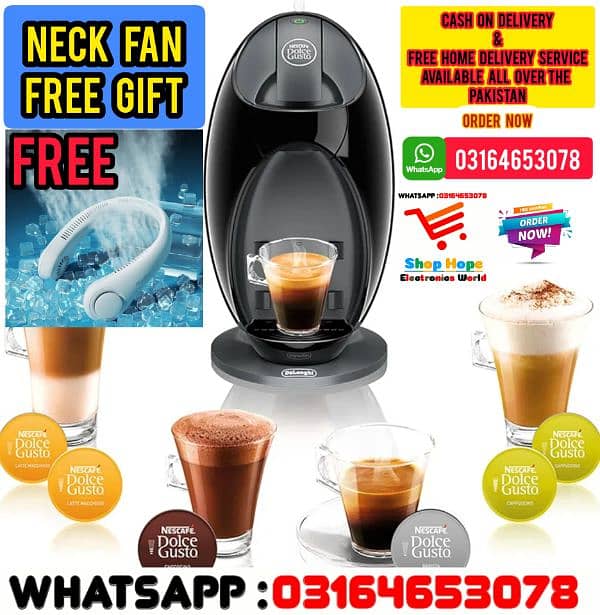 Imported De'Longhi Tea, Hot & Cold Coffee Machine with (Free Neck Fan) 0