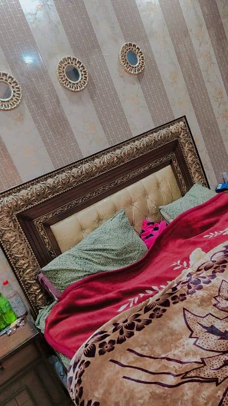 Wooden Bed set with dressing and 2 side tables 2