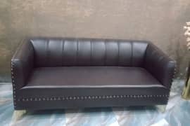 5 seater rexine leather  sofa set dark brown colour.