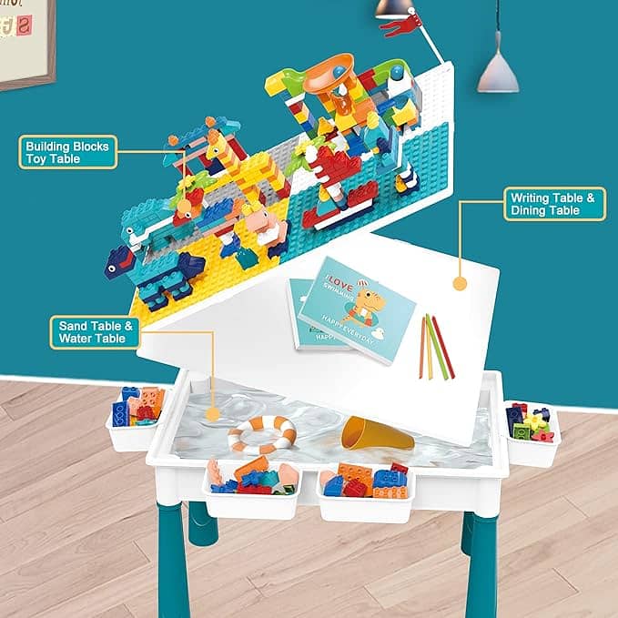 Building Block Table Set, Includes 2 Chair 4 Storage Box 2