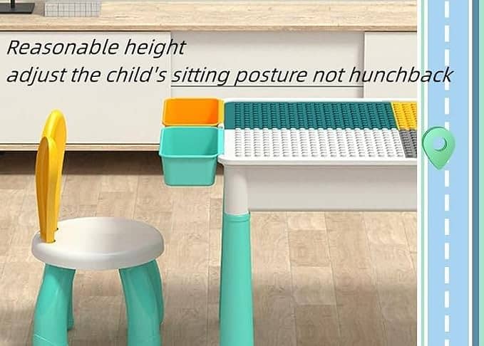 Building Block Table Set, Includes 2 Chair 4 Storage Box 5
