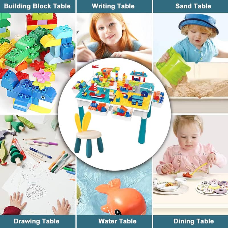 Building Block Table Set, Includes 2 Chair 4 Storage Box 8