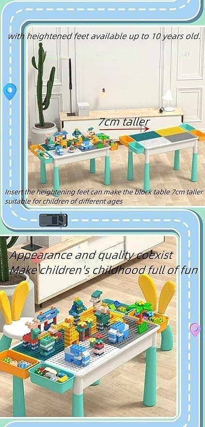 Building Block Table Set, Includes 2 Chair 4 Storage Box 9
