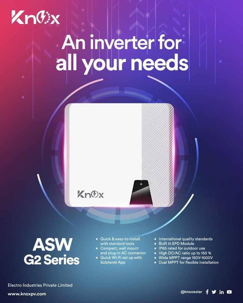 knox Hybrid Ongrid Inverter 4kw, 6kw, 8kw, 10kw, ip21, ip65 1