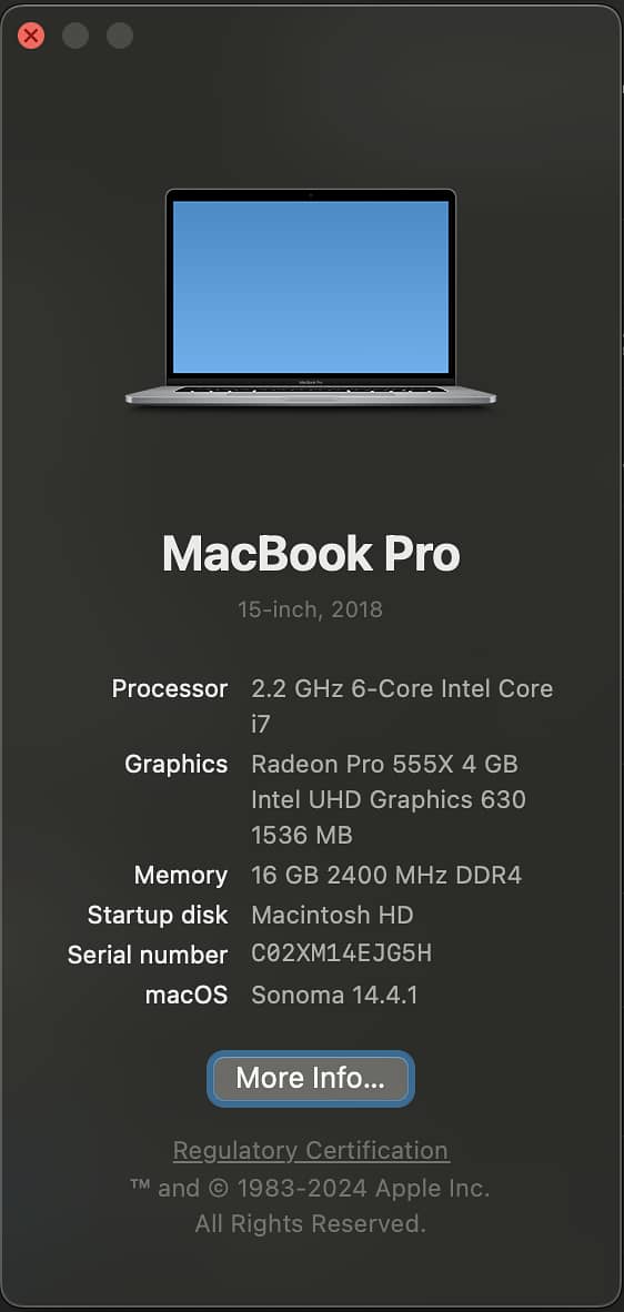 Apple MacBook Pro 15.4-Inch (2018) – Intel Core i7, 16GB RAM, 256GB SS 6