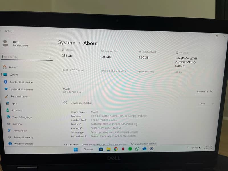 Dell latitude 7390 (2 in 1) 3