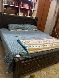 original wooden king size bed without mattress