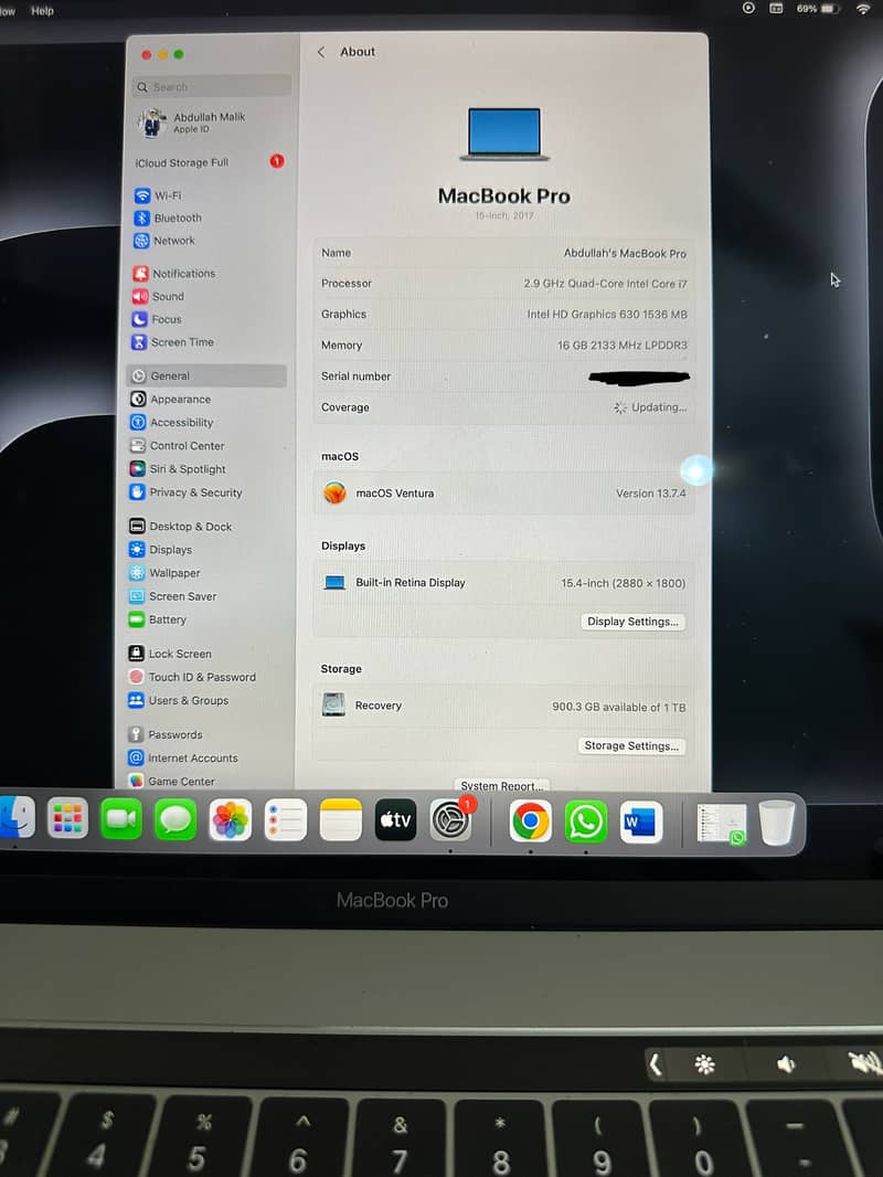 MacBook Pro 2017, 15 Inches, 16/1TB, 4GB Graphics Card 5
