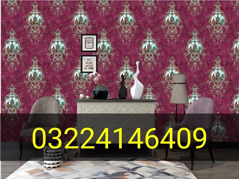 Home Wallpaper, Fluted panels, Wooden Floor, blinds interior,vinyl 2