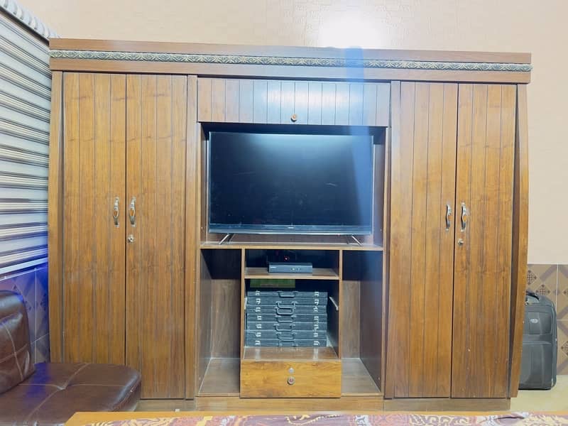 King size Bed With Side Table Dressing And Wardrobe With Tv Slot 3