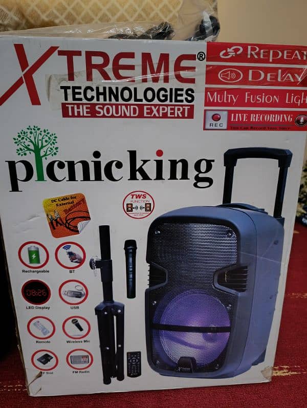 Xtreme Rechargeable Bluetooth Speaker – With Mic, Stand & Lights 4