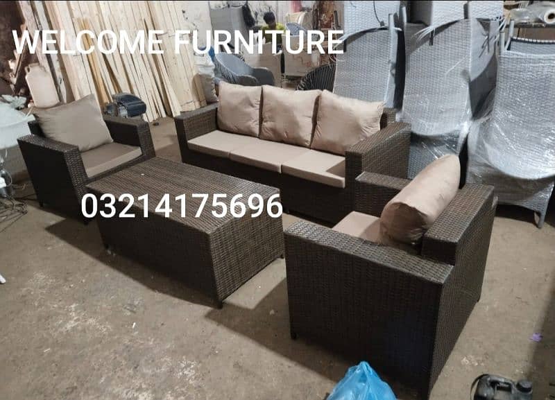 OUTDOOR GARDEN UPVC RATTAN FURNITURE SOFA SET CHAIRS TABLE UMBRELLA 10