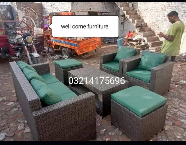 OUTDOOR GARDEN UPVC RATTAN FURNITURE SOFA SET CHAIRS TABLE UMBRELLA 12