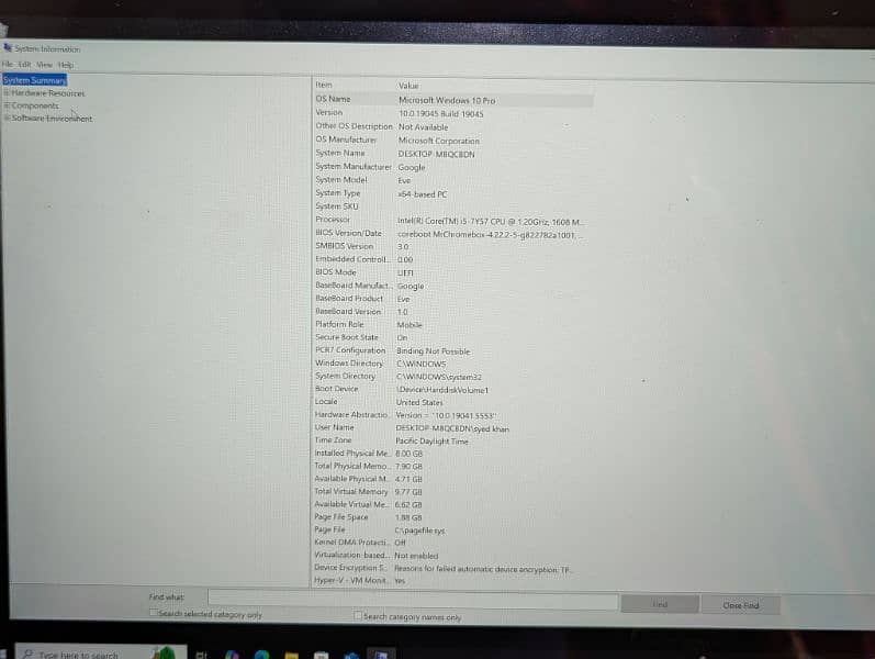 google pixel laptop. corei5 7th generation 8 gb ram 1.20 hz 3