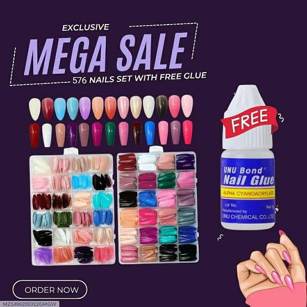 multicolor stick on artificial nails _576 pcs of Endless  creative 0