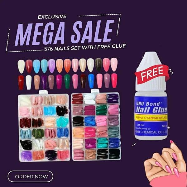 multicolor stick on artificial nails _576 pcs of Endless  creative 3