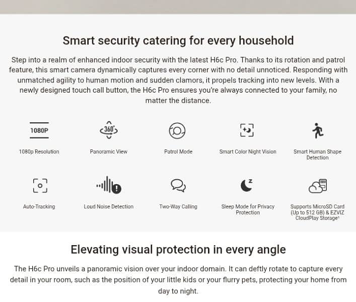 Ezviz H6c Pro 1080p Type-C Pan & Tilt Smart Home Camera 1