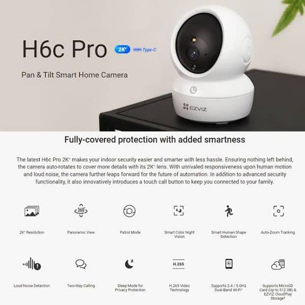 Ezviz H6c Pro 1080p Type-C Pan & Tilt Smart Home Camera 7