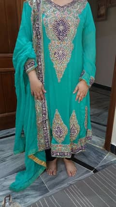 sky blue color frok bridal frok semi pure