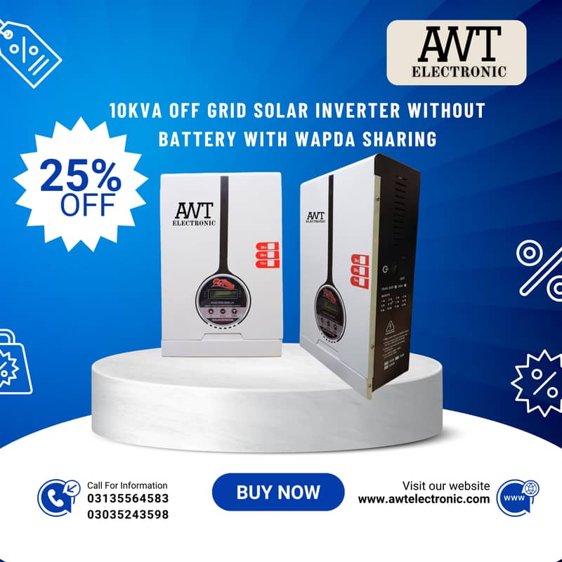 10kVA Off-Grid Solar Inverter with WAPDA Sharing pure Sinewave 0