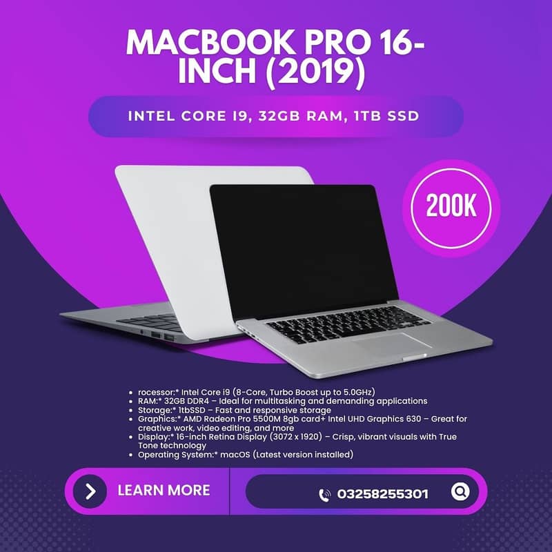 MacBook Pro 16-Inch (2019) – Intel Core i7, 16GB RAM, 512 ssd 4gb 4