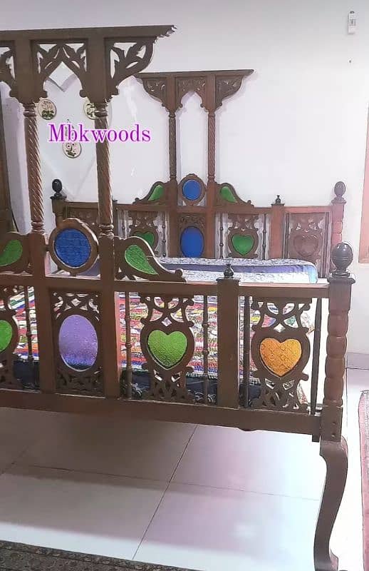 Antique Solid Wood Bed /  Vintage Wooden Bed / double bed for sale 0