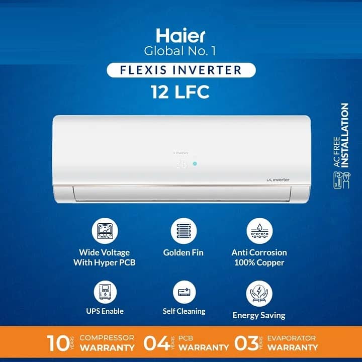 Haier Air Conditioner AC 1 Ton DC Inverter | Model AC HSU-12LF 0