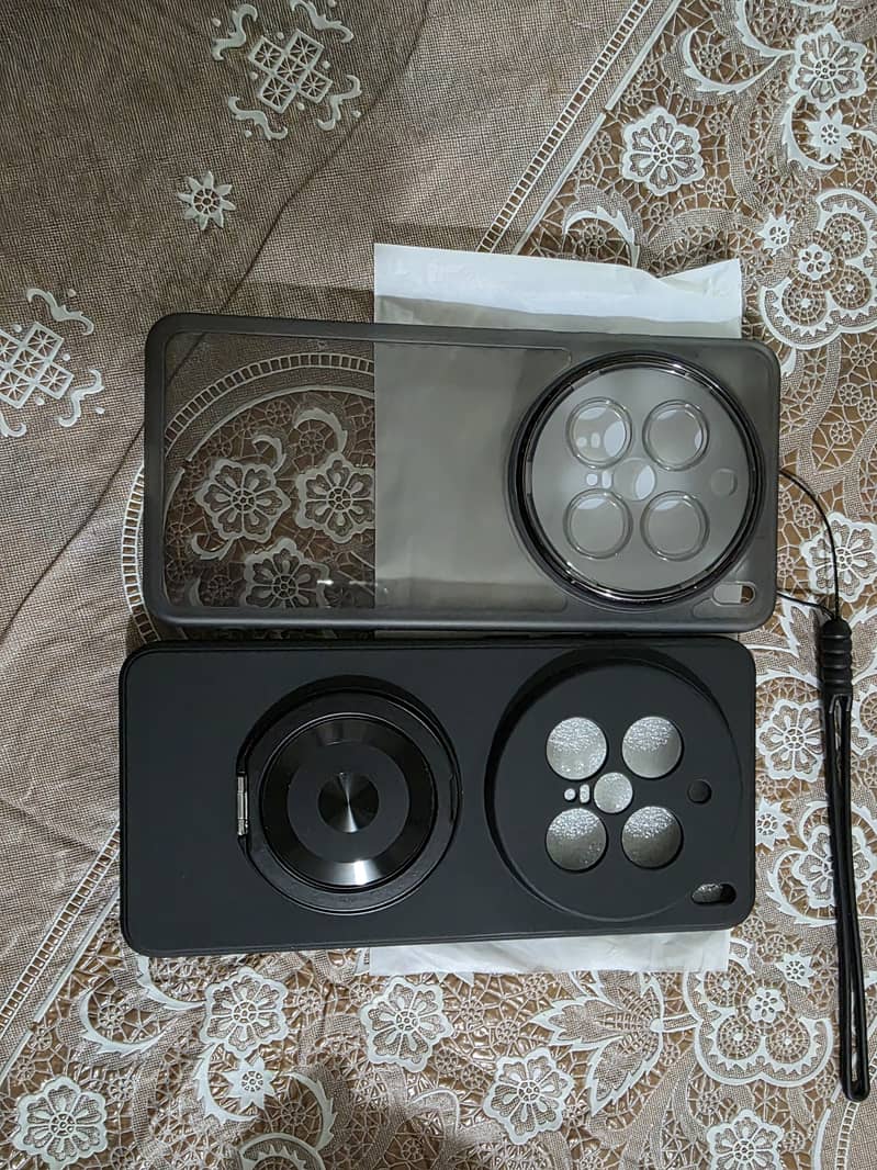 Vivo X200 pro premium cover black stand & grey both soft sides silicon 0