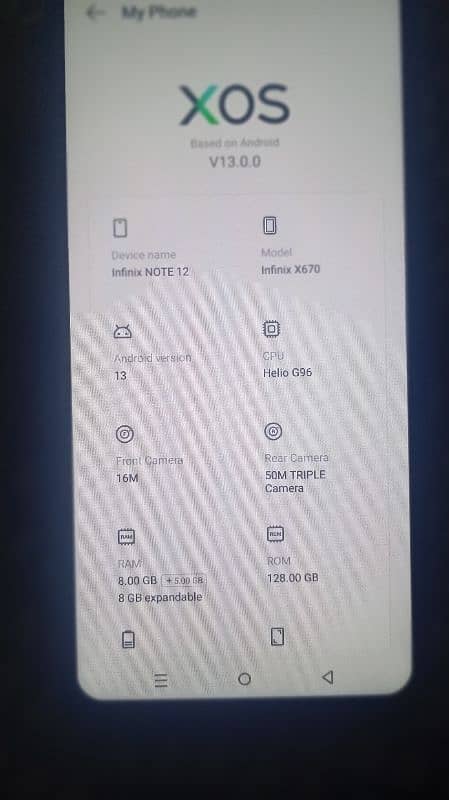 Infinix Note 12 G96 Model X670 8/128 GB Complete Box 10