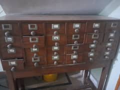Wooden card catalog cabinet