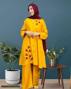 women stitched lawn applique suit