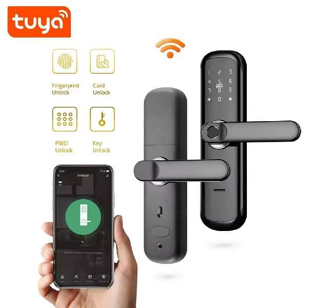 Fingerprint Smart Handle Security Electric Door lock Airbnb home 3