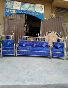 Stainless steel Frame Sofa| Steel and Fabric Sofa| Steel-Backed Sofa