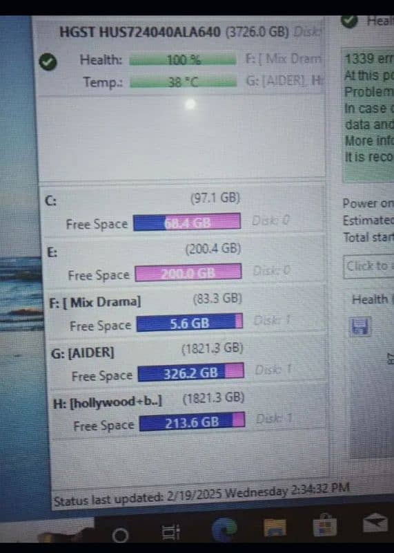 4 T B full data  Hardbdisk 100% 8