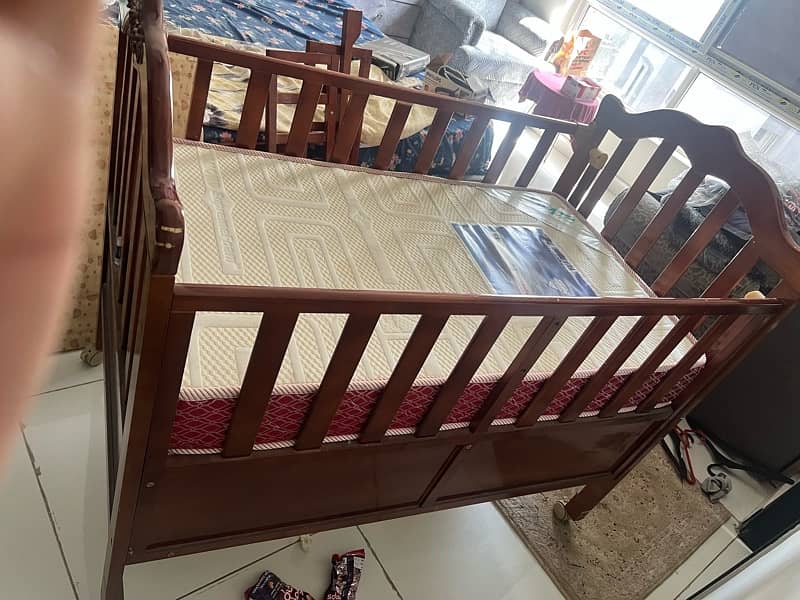 baby cot with swing and matress 11