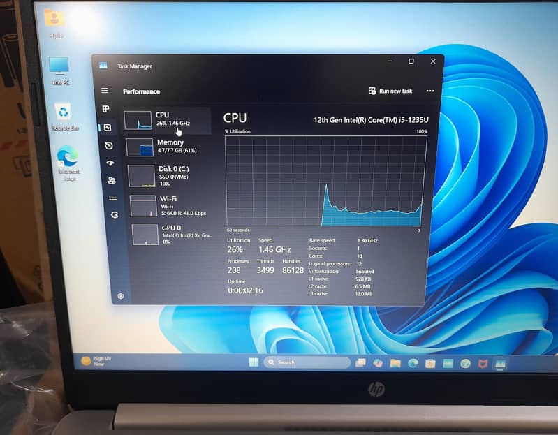 HP12th Gen-i5, just box open with Warnty 8GB DDR4,512GB SSD,Intel Iris 7