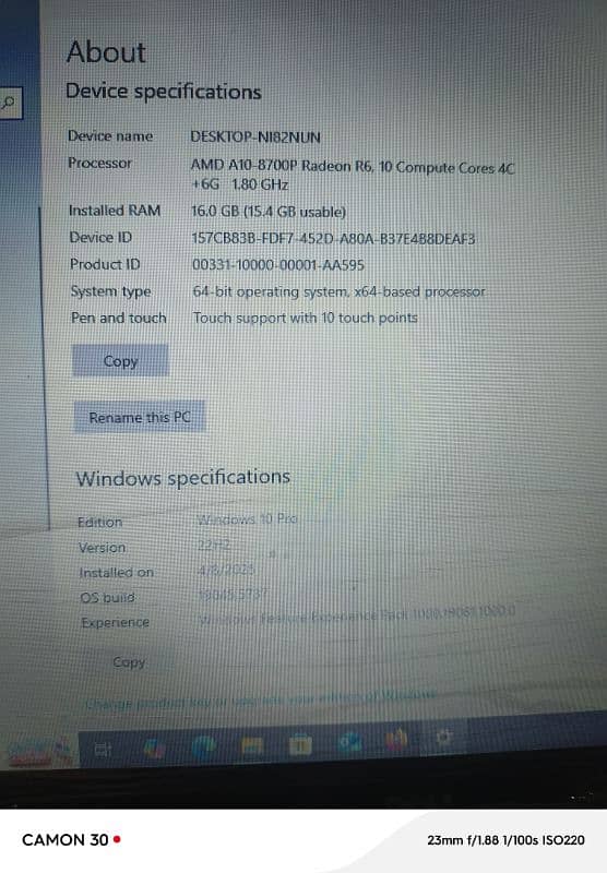 Dell AMD A10 8th gen 16 GB ram 256 SSB branded 15.6 HD Touch display 5