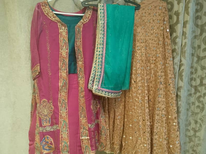 lehnga choli with gown and dupata. used only one time. 2