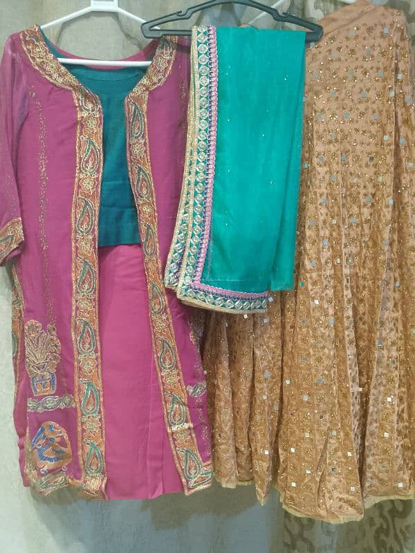 lehnga choli with gown and dupata. used only one time. 5