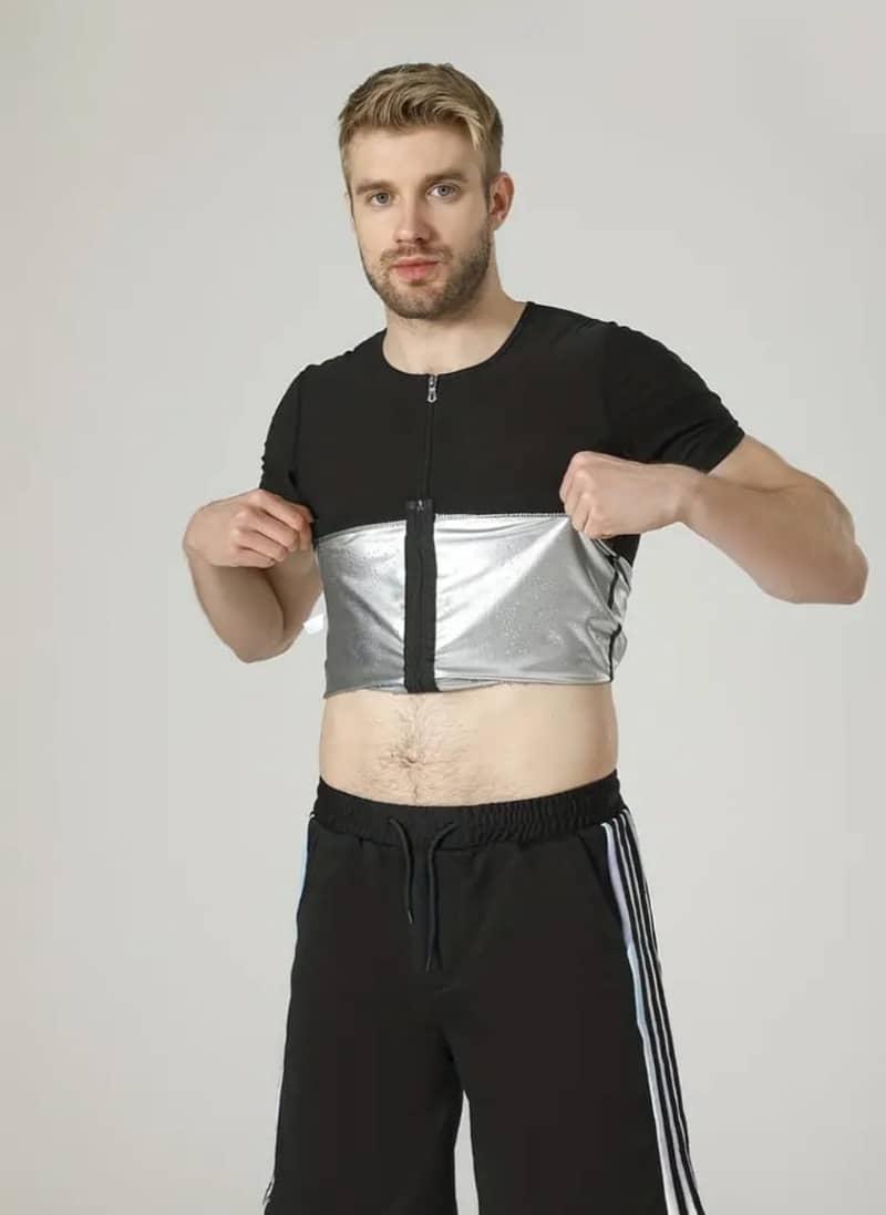 LAZAWG Sauna Jacket for Men Weight Loss Top Sweat Fat Burning Fitness 0