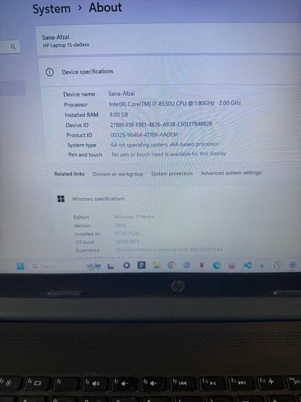 HP Laptop 15-da0xxx Core i7 8th Generation 7
