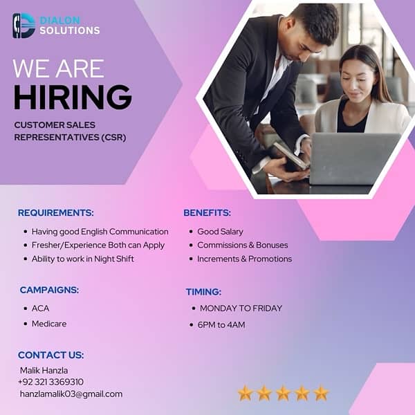 Dialon Solutions Hiring Customer Sales Representatives (CSR) 1
