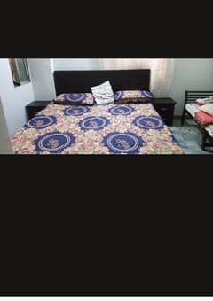 king size bed with mattress and side table 6 x 6.5