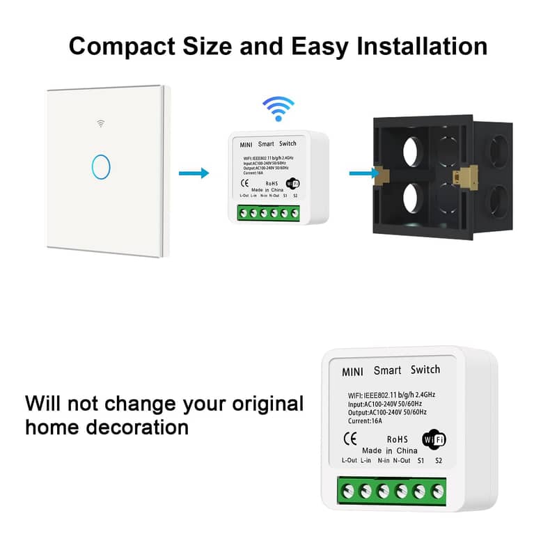 WiFi Smart Switch Light Switch, Compatible with Alexa/Google Home, 6