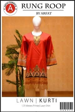 1 pc women's Unstitched lawn printed shirt