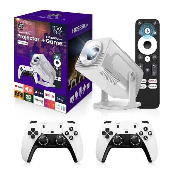 HCS350 MAX Android Gaming Projector with 02 Wireless Controllers & Vo 0